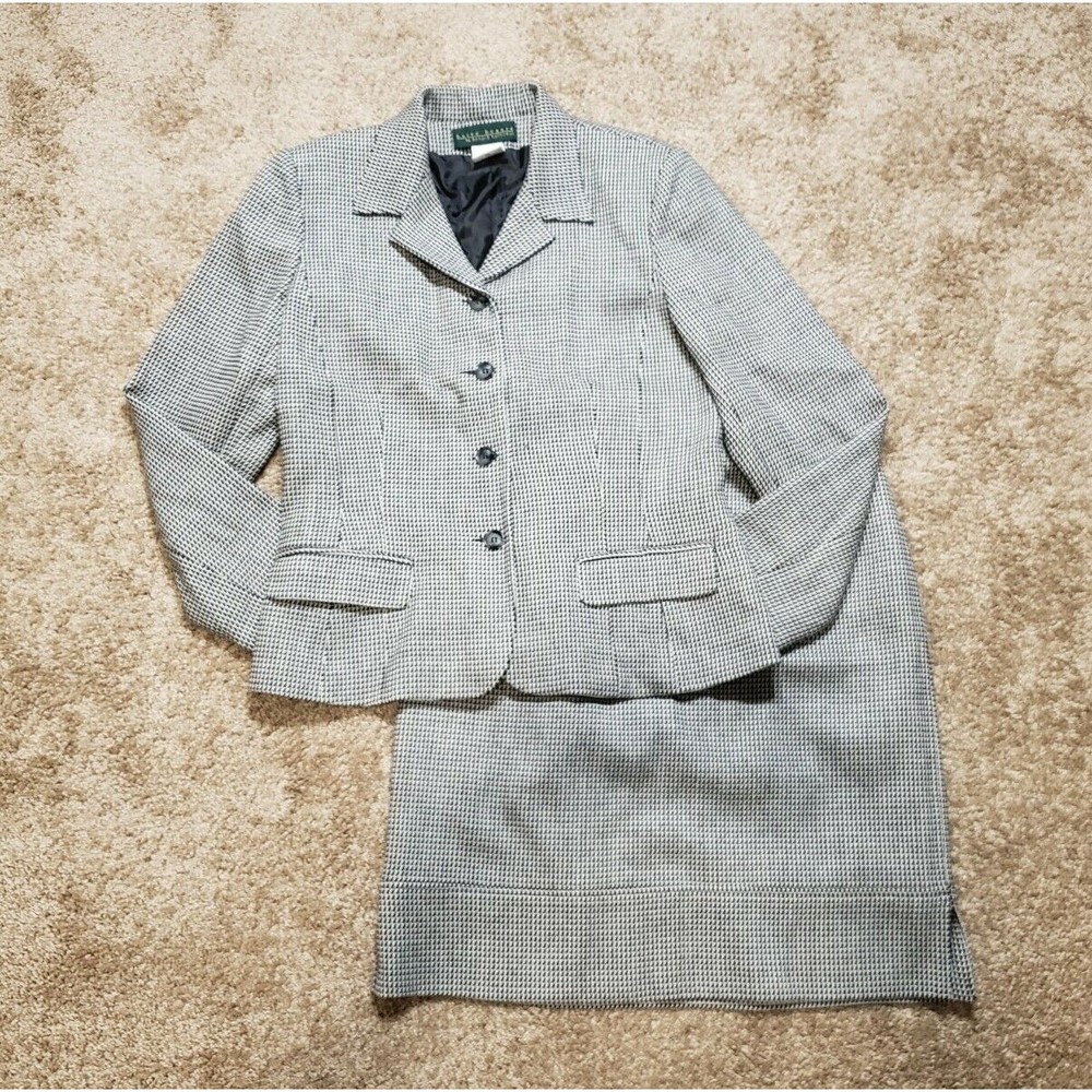 Have Benard Houndstooth Size 10 Skirt Suit 2PC 100% Wool Career Church Winter